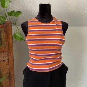 Zara Striped Ribbed Crop Top